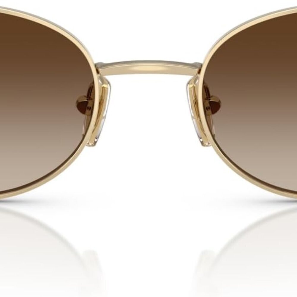 Women's Oval Sunglasses Pale Gold Frame Brown Lenses Uv Protection Accessories